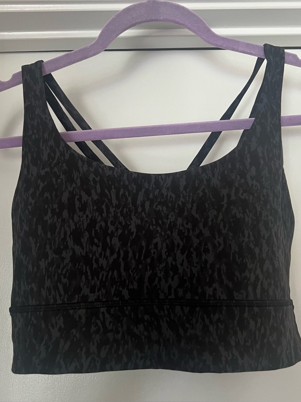 Lululemon Energy Longline Bra in Leopard Camo Deep Coal Multi
